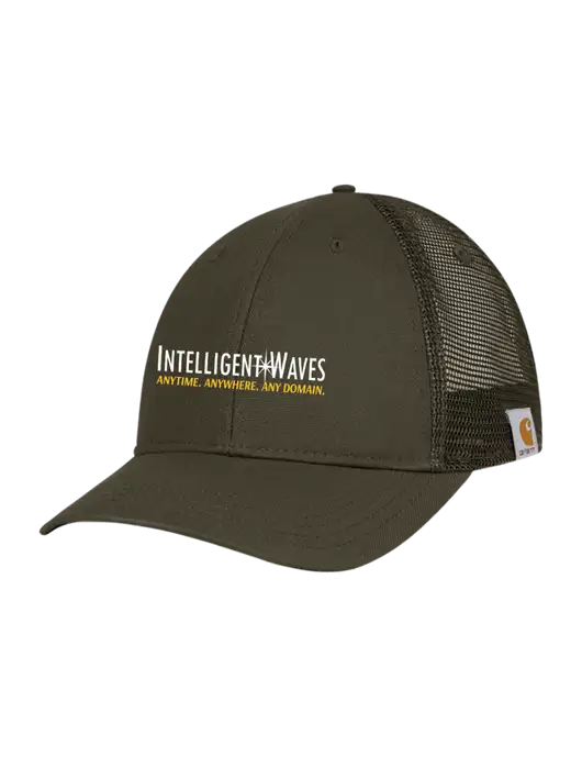 Carhartt Dark Olive Canvas Trucker Cap w/Intelligent Waves Logo