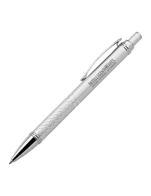 Silver Stellar Scribe Pen - Black Ink w/Intelligent Waves Logo