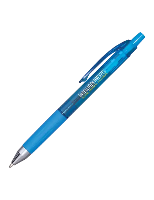 Translucent Blue Tint Pen - Blue Ink w/Intelligent Waves Logo