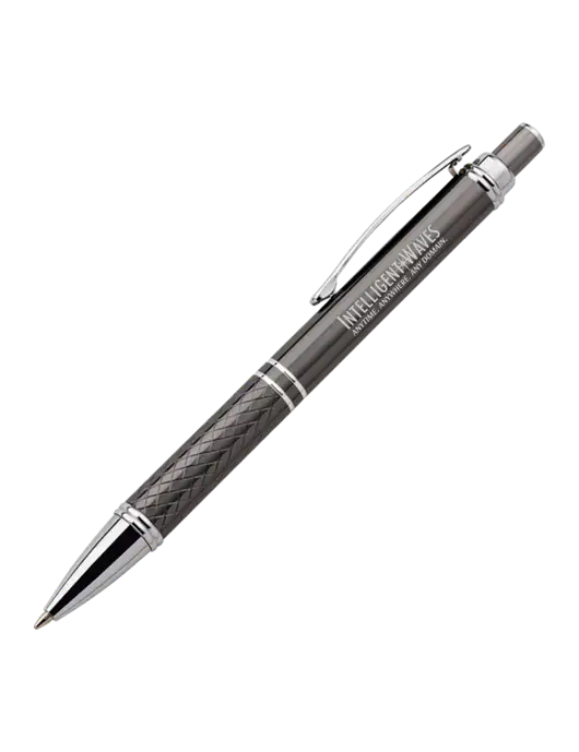 Dark Grey Stellar Scribe Pen - Black Ink w/Intelligent Waves Logo