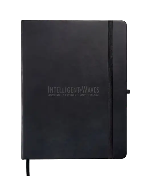 Leeman Black Tuscany Large Journal 7.5 x 9.875 w/Intelligent Waves Logo