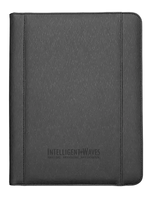 Leeman Black Roma Tech Portfolio 10.12 x 13.25 w/ Power Bank And Wireless Charger w/Intelligent Waves Logo