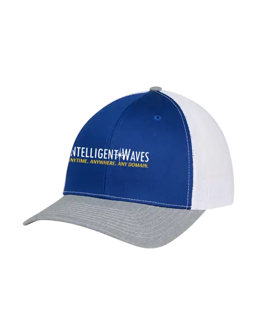 Richardson Adjustable Snapback Original 112 Trucker Cap Royal/HeatherGrey/White Mesh w/Intelligent Waves Logo