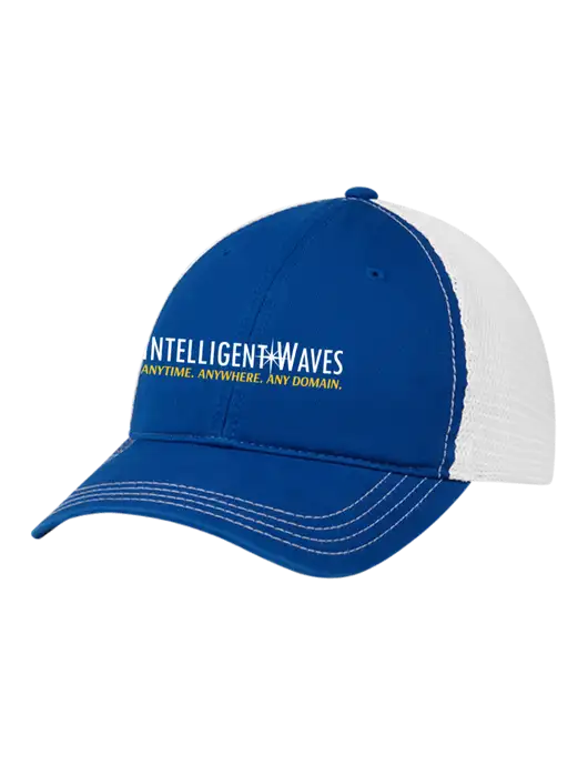 Richardson 111 Garment Washed Trucker Cap Royal w/White Mesh w/Intelligent Waves Logo