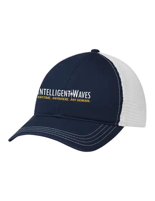 Richardson 111 Garment Washed Trucker Cap Navy w/White Mesh w/Intelligent Waves Logo