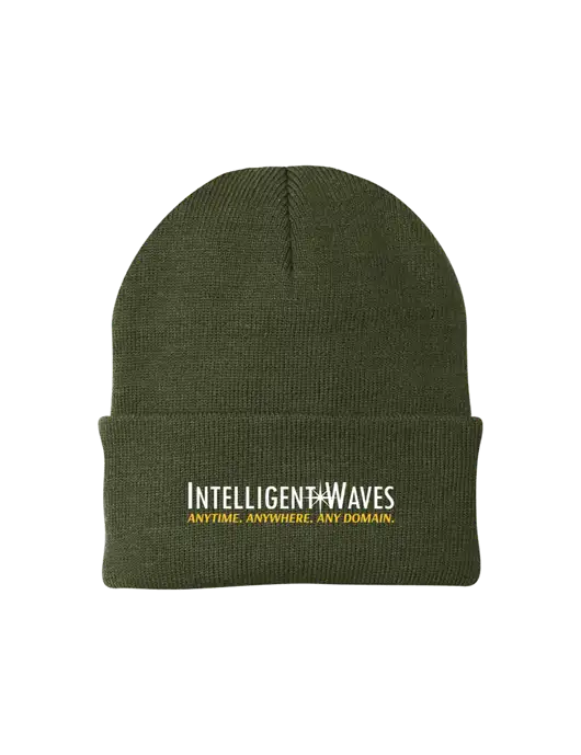 Dark Olive Green Knit Cap w/Intelligent Waves Logo