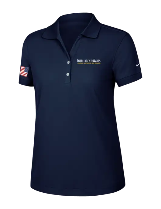 Nike Womens Dri-FIT Classic Dark Navy Polo w/Intelligent Waves Logo, US Flag Logo