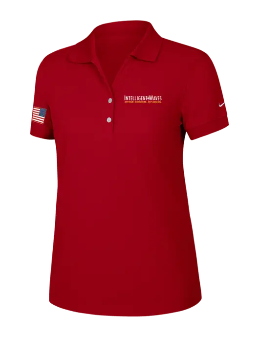 Nike Womens Dri-FIT Classic Red Polo w/Intelligent Waves Logo, US Flag Logo