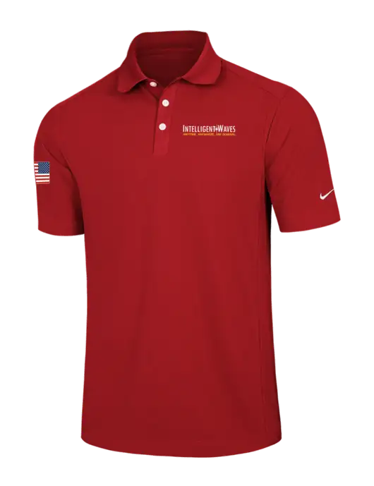 Nike Red Dri-FIT Classic Polo w/Intelligent Waves Logo, US Flag Logo