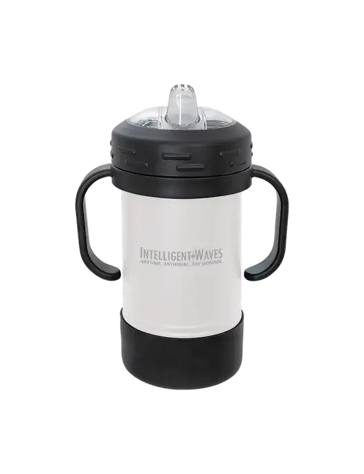 Polar Camel 10 oz Powder Coated White Sippy Cup w/Intelligent Waves Logo