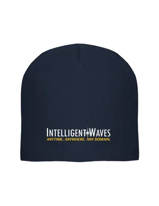 Solid Navy Element Knit Beanie w/Intelligent Waves Logo