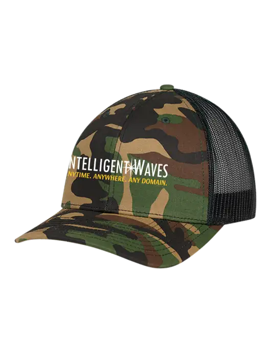 Richardson Adjustable Snapback Original 112P Trucker Cap Army Camo/Black  w/Intelligent Waves Logo
