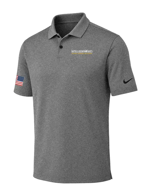 Nike Dark Grey Heather Dri-FIT Vapor Polo w/Intelligent Waves Logo, US Flag Logo