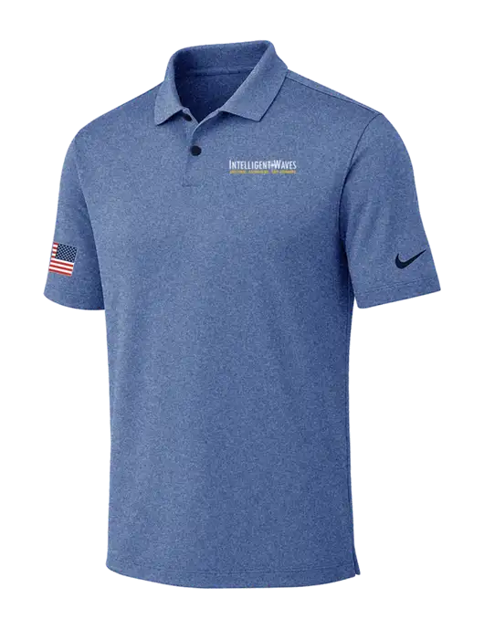Nike Dark Royal Heather Dri-FIT Vapor Polo w/Intelligent Waves Logo, US Flag Logo