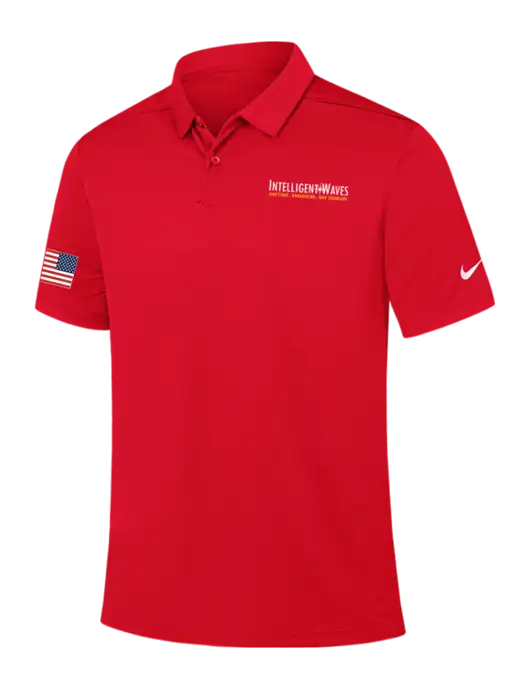 Nike Red Dry Essential Solid Polo w/Intelligent Waves Logo, US Flag Logo