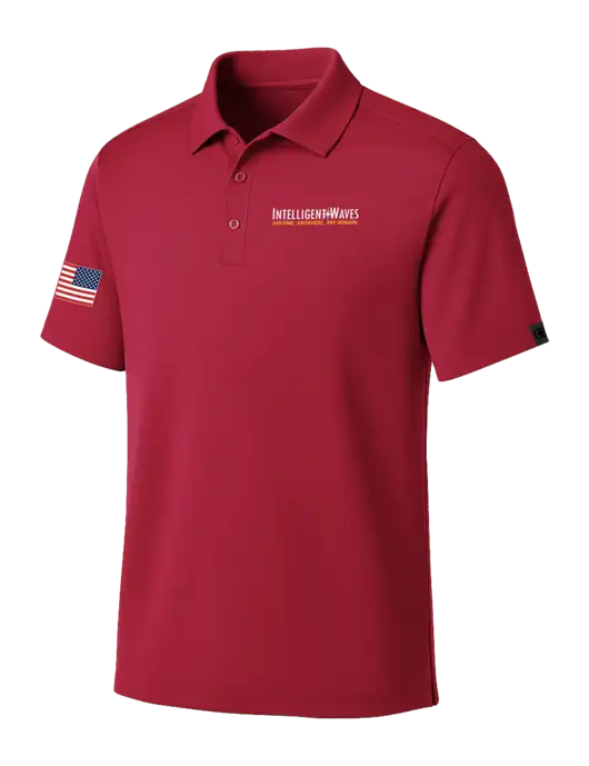 OGIO Red Framework Polo w/Intelligent Waves Logo, US Flag Logo