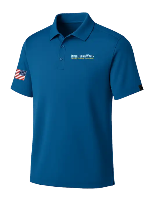 OGIO Royal Blue Framework Polo w/Intelligent Waves Logo, US Flag Logo