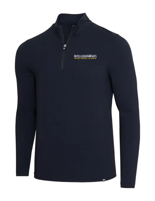 TravisMathew Black Crestview 1/4 Zip w/Intelligent Waves Logo